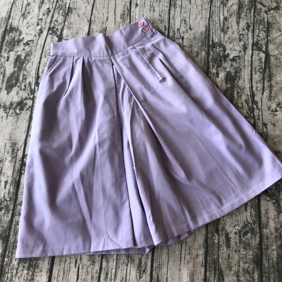 💎 Vintage Lavender Morning Glory Denim Culottes 8 - Picture 1 of 5
